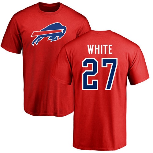 Men NFL Buffalo Bills #27 Tre Davious White Red Name and Number Logo T Shirt
